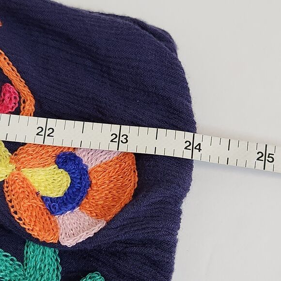 Soft Surroundings Banjara Embroidered Boho Peasant Blouse Navy Blue Size Small - Picture 14 of 15